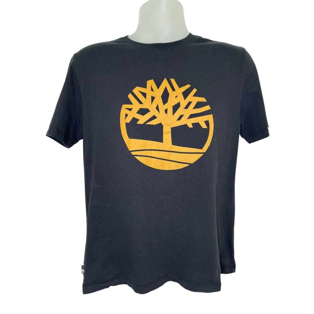 Timberland Mens Medium Northwood Black Tan Tree Logo Short Sleeve T-Shirt